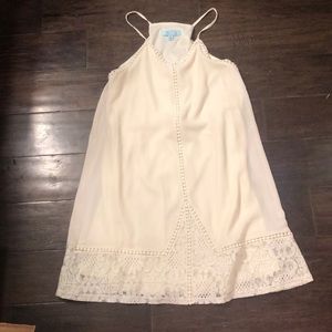 She + Sky lace embellished cream dress S